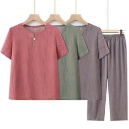 Bộ trung niên tay cộc quần dài B08 chất lụa mango 1