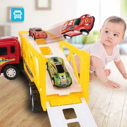 Ô tô đồ chơi , Bộ Xe Đầu Kéo To Chở 4 Xe Nhỏ, Xe tải cỡ lớn , kèm 4 ô tô xe cẩu nhỏ, Mua 1 được 5 xe 3