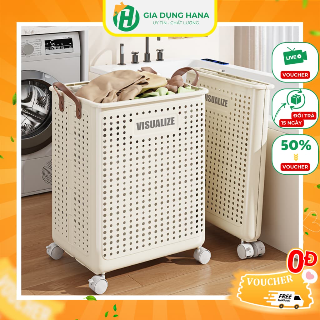 ( Hàng Nhập Khẩu ) Giỏ Đựng Quần Áo Có Bánh Xe Đa Năng Có Thể Gấp Gọn Có Bánh Xe Tiện Lợi