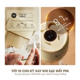 Máy Xay Sinh Tố Cầm Tay Elmich BLE9187 340ml 70W,Hàng Chính Hãng,Cối Thủy Tinh 2 Lớp Cao Cấp-JoyMall 9