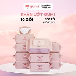 Thùng 10 gói khăn ướt Gumi không cồn không parabens cao cấp dành cho em bé 1