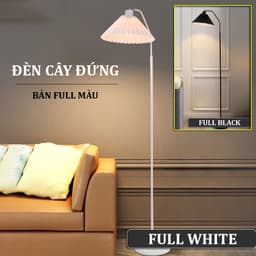 🔥(KÈM BÓNG) Đèn cây đứng phong cách hiện đại chân cao chai vải xếp ly sang trọng cổ điển trang trí decor phòng ngủ phòng 3