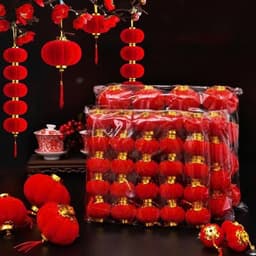 🏮05 QUẢ Đèn lồng đỏ nhung mini Trang trí Tết - Phụ kiện decor tết 2025, đèn lồng treo cây cảnh mini, trang trí mùa xuân 1