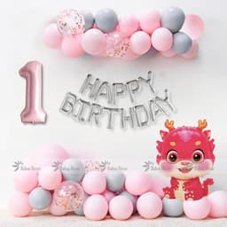 Set bóng trang trí sinh nhật tuổi rồng đủ màu, nhiều mẫu cho bé trai và bé gái 1 tuổi (tổng hợp mẫu rồng) 7