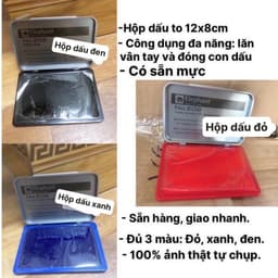 (sẵn mực) Khay Hộp Mực Dấu Lăn Vân Tay Điểm Chỉ công chứng đóng dập con dấu Chính Hãng Xanh Đỏ Đen 1