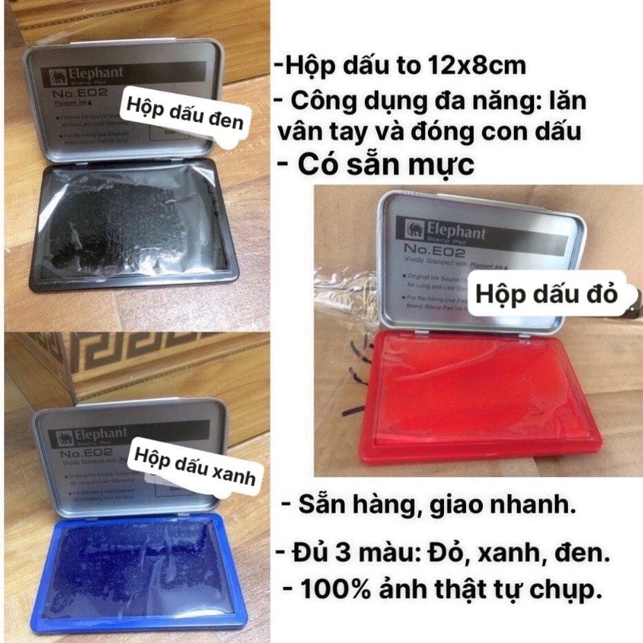 (sẵn mực) Khay Hộp Mực Dấu Lăn Vân Tay Điểm Chỉ công chứng đóng dập con dấu Chính Hãng Xanh Đỏ Đen