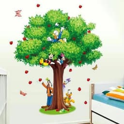 Decal dán tường cây xanh và các nhân vật hoạt hình dễ thương (mẫu mới) 1