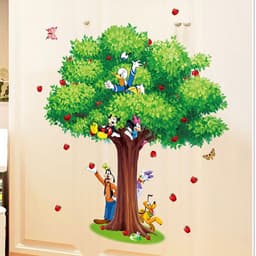 Decal dán tường cây xanh và các nhân vật hoạt hình dễ thương (mẫu mới) 3