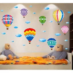 Decal dán tường,dán kính kinh khí cầu và đoàn tầu trang trí decor phòng cho bé 3