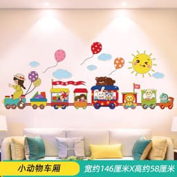 Decal dán tường,dán kính kinh khí cầu và đoàn tầu trang trí decor phòng cho bé 2