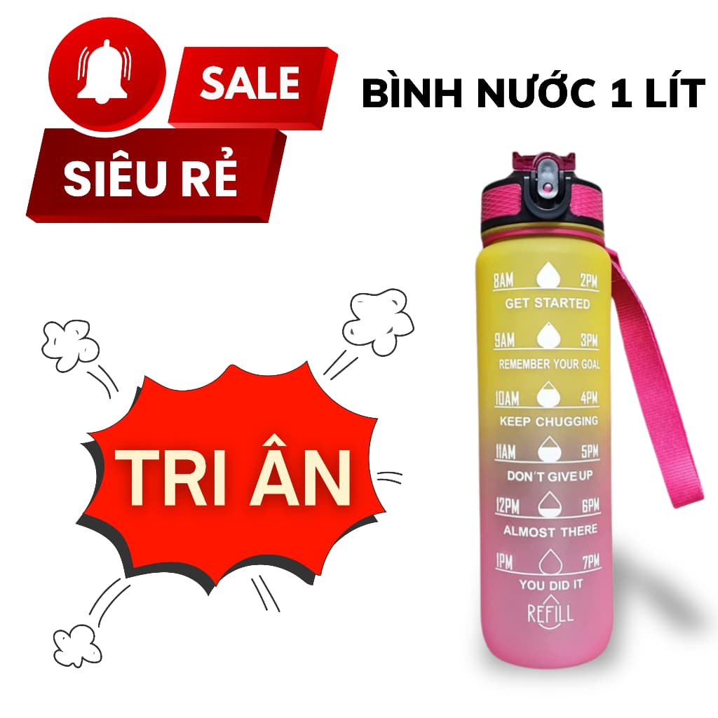 Bình nước giữ nhiệt cute bình đựng nước 1 lít có vòi tập thể thao 1000ml chia vạch mini 1500ml