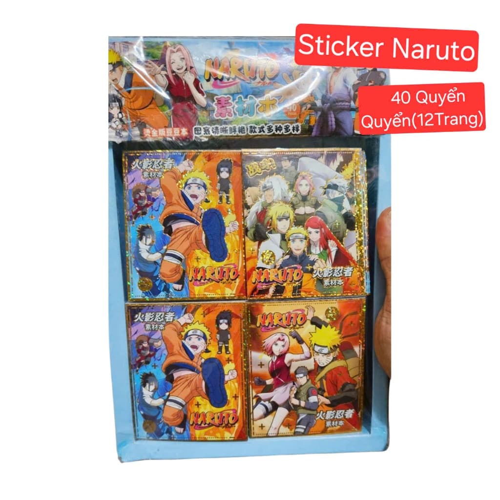 Hộp 40 Quyển Sổ(Mỗi Quyển 12 Trang) Sticker Naruto Dán Trang Trí Sticker Nhân Vật Naruto