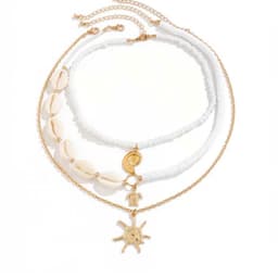 Set 3 Vòng Cổ Nữ Đi Biển, Vỏ Sò Ốc & Mặt Trời Vintage Bohemian Ocean Charm- Phụ Kiện Trang Sức Dây Chuyền Biển 4