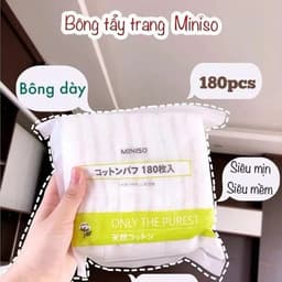 Bông tẩy trang Miniso gói 180 miếng dày dặn mềm mịn 3
