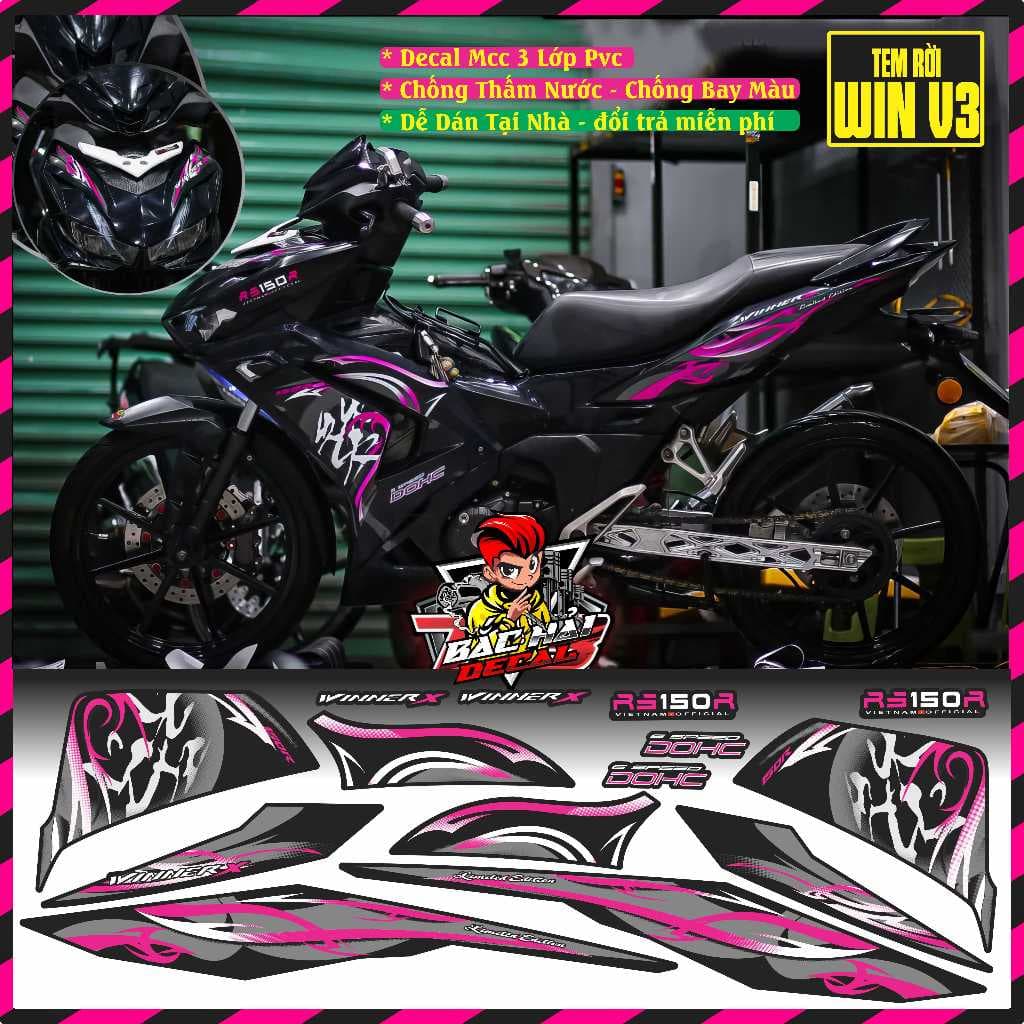 Tem rời Winner X V3 Tem Chế Win X V3 Phối Màu Hồng Đen. Đỏ Đen Nhiều Màu