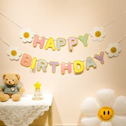Dây happy birthday hoa cúc trang trí sinh nhật siêu đáng yêu 1