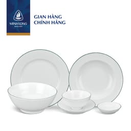 Bộ Chén Dĩa Sứ Cao Cấp Minh Long - Jasmine - Chỉ Xanh Lá 1