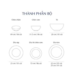 Bộ Chén Dĩa Sứ Cao Cấp Minh Long - Jasmine - Chỉ Xanh Lá 5
