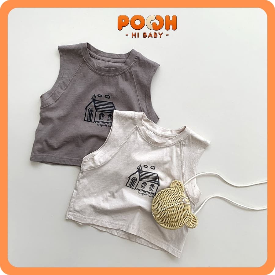 (8-27kg) Áo Ba Lỗ 100% Cotton In Hình Ngôi Nhà | Co Giãn 4 Chiều, Mềm Mại Thiết Kế Phóng Khoáng, Thoải Mái Cho Bé