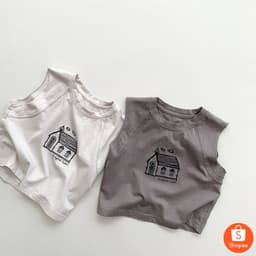 (8-27kg) Áo Ba Lỗ 100% Cotton In Hình Ngôi Nhà | Co Giãn 4 Chiều, Mềm Mại Thiết Kế Phóng Khoáng, Thoải Mái Cho Bé 2