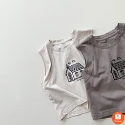 (8-27kg) Áo Ba Lỗ 100% Cotton In Hình Ngôi Nhà | Co Giãn 4 Chiều, Mềm Mại Thiết Kế Phóng Khoáng, Thoải Mái Cho Bé 7
