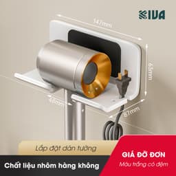 Giá kệ để máy sấy nhà tắm KIVA, giá treo máy sấy lắp đặt dán tường, chất liệu nhôm hàng không. 6