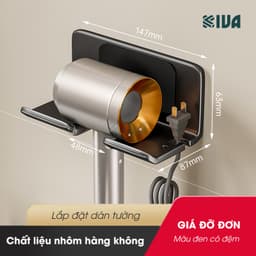 Giá kệ để máy sấy nhà tắm KIVA, giá treo máy sấy lắp đặt dán tường, chất liệu nhôm hàng không. 7