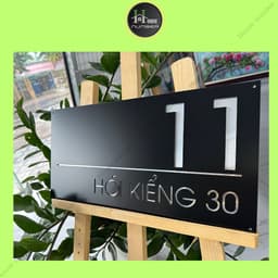Biển số nhà. Bảng số nhà âm bản HOUSE NUMBER thiết kế theo phong cách chữ chìm hiện đại, tôn vinh vẻ đẹp ngôi nhà bạn 6