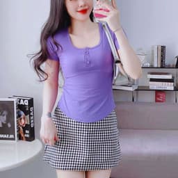 Áo Thun Nữ Tay Ngắn Cổ Vuông Có Nút  Bigsize LiMo Áo Kiểu Nữ Mặc Hè Thoài Mái Đẹp Dễ Thương MS201 6