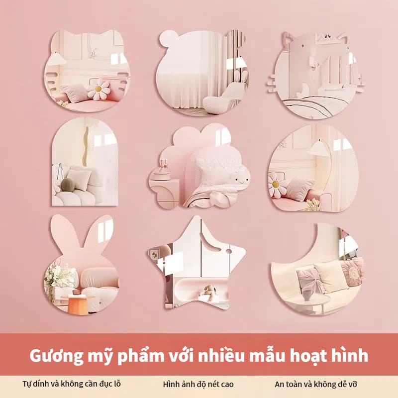Nhiều loại gương treo tường hình ảnh hoạt hình phù hợp để trang trí phòng tắm/phòng ngủ/ký túc xá