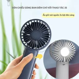 Quạt Mini Cầm Tay Tích Điện Pin Khủng 6000mAh/3000mAh Có Đèn Pin Sáng 3 Tốc Độ Gió Tiện Lợi M252 8