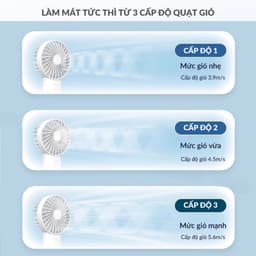 Quạt Mini Cầm Tay Tích Điện Pin Khủng 6000mAh/3000mAh Có Đèn Pin Sáng 3 Tốc Độ Gió Tiện Lợi M252 5