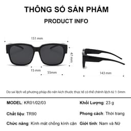 Kính mát phân cực đeo chồng cận, đeo ngoài gọng kính ANDU chống tia UV, siêu nhẹ dễ đeo 9