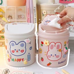 VINBEO Thùng Rác Mini  Cute Nắp Lật [TẶNG STICKER ] Sọt Rác Để Bàn decor bàn học ANHI002 3