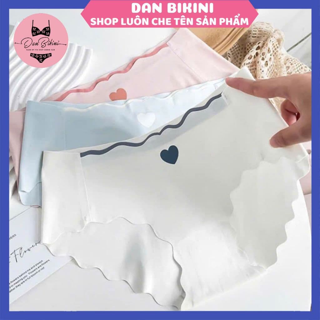 SET 5-10 Quần Lót Nữ Đúc Su Tim Thun Lạnh viền sóng  gợi cảm đính trái tim nhỏ Mã 405