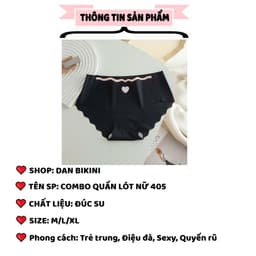 SET 5-10 Quần Lót Nữ Đúc Su Tim Thun Lạnh viền sóng  gợi cảm đính trái tim nhỏ Mã 405 2