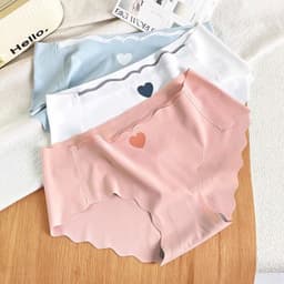 SET 5-10 Quần Lót Nữ Đúc Su Tim Thun Lạnh viền sóng  gợi cảm đính trái tim nhỏ Mã 405 4