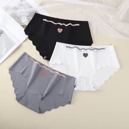 SET 5-10 Quần Lót Nữ Đúc Su Tim Thun Lạnh viền sóng  gợi cảm đính trái tim nhỏ Mã 405 6