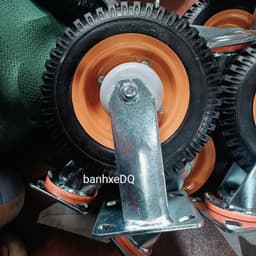 [KKTHN] Bánh Xe Đẩy  Mâm Vàng Dày Đường Kính 20Cm Càng 6 Ly Chịu Tải Nặng (Có Nắp Chắn Bi Chống Rỉ) 2
