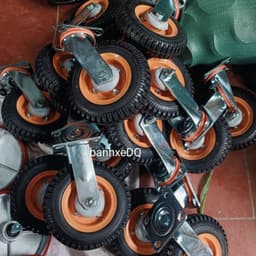 [DQN]Bánh Xe Đẩy  Mâm Vàng Dày 20Cm Càng 6 Ly Chịu Tải Nặng (Có Nắp Chắn Bi Chống Rỉ) 2