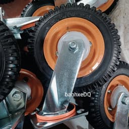 [KKTHN] Bánh Xe Đẩy  Mâm Vàng Dày Đường Kính 20Cm Càng 6 Ly Chịu Tải Nặng (Có Nắp Chắn Bi Chống Rỉ) 3