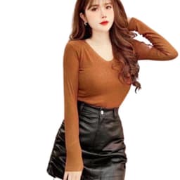 Áo Thun Nữ Bigsize Tay Dài Cổ V Ôm Dáng Áo Thun Dài Tay Form Ôm Body Trẻ Trung Dễ Thương LIMO MS217 3