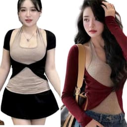 Áo thun nữ tay dài tay ngắn bigsize LiMo Áo phong nữ Áo 2 món đẹp giá rẻ dễ thương xinh ôm body MS393 3