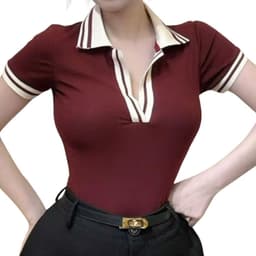[Có Bigsize 45-85kg] Áo Thun Nữ Cổ Trụ Tay Ngắn Viền Sọc LIMO Áo Polo Ôm Body Dễ Phối Đồ MS371 7