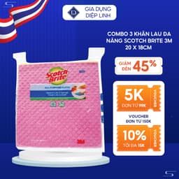 Combo 3 Khăn lau đa năng Scotch Brite 3M 20x18cm không gây trầy xước, thấm hút nước gấp 5 lần, không để lại bụi 1
