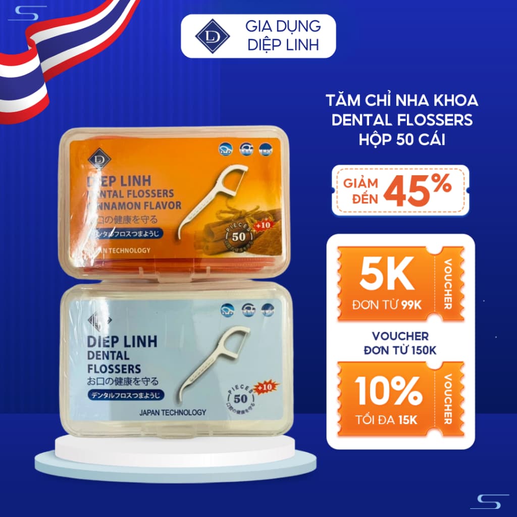 Hộp 50 Cái Tăm Chỉ Nha Khoa Dental Flosserrs Vệ Sinh Kẽ Răng Chân Nướu Chuyên Dụng