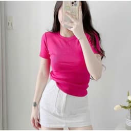 Áo Thun Nữ Bigsize Tay Ngắn Cổ Tròn Thun Gân Co Giãn Form Ôm Body Dễ Thương LiMo MS061 4