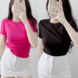 Áo Thun Nữ Bigsize Tay Ngắn Cổ Tròn Thun Gân Co Giãn Form Ôm Body Dễ Thương LiMo MS061 7