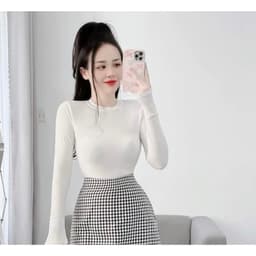 Áo Thun Nữ Bigsize Tay Dài Nhũ Kim Tuyến Xoắn Ngực Ôm Body Đẹp Dễ Thương LiMo MS025 5