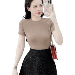 Áo Thun Nữ Bigsize Tay Dài Nhũ Kim Tuyến Xoắn Ngực Ôm Body Đẹp Dễ Thương LiMo MS025 8